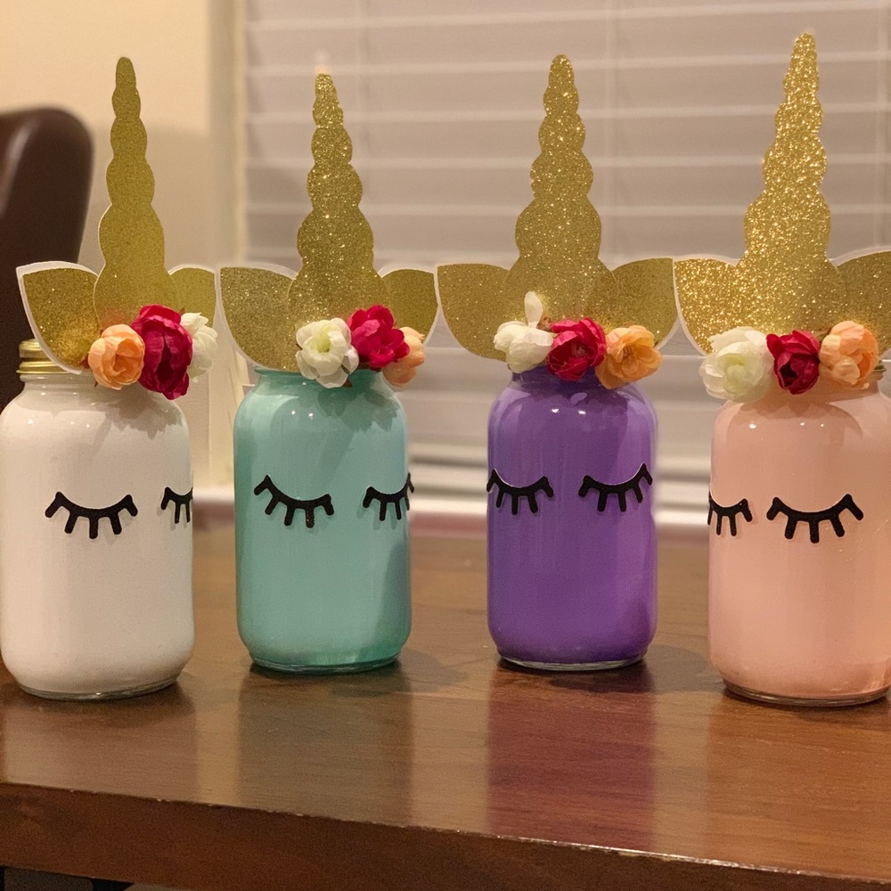 Unicorn mason jars